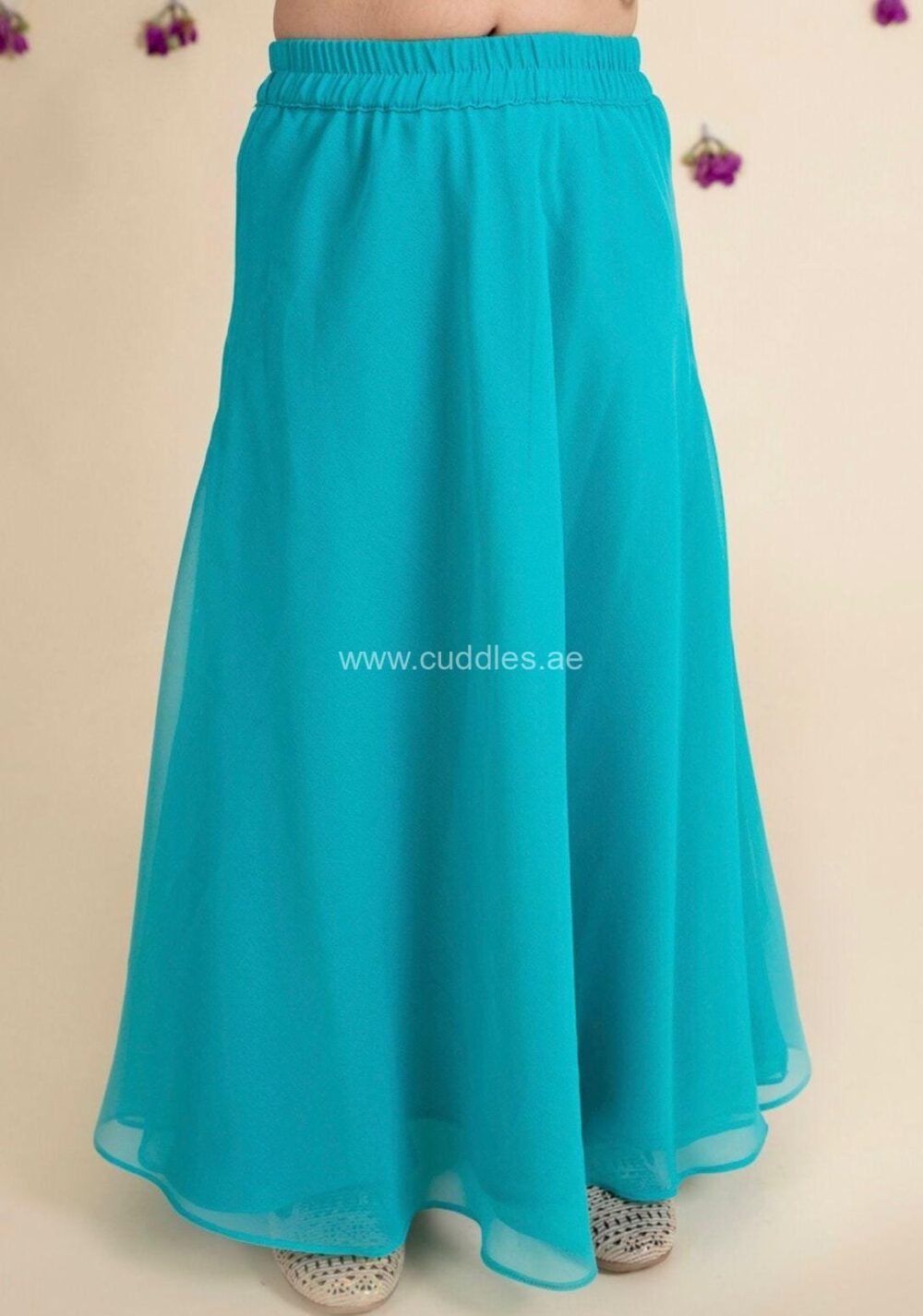 Turquoise blue Drape top and Skirt set - Image 5