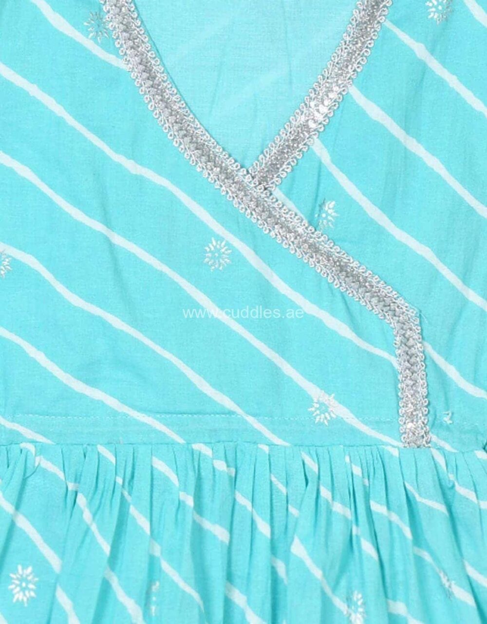 Sky blue Kurti with legging and Net Dupatta - Image 2