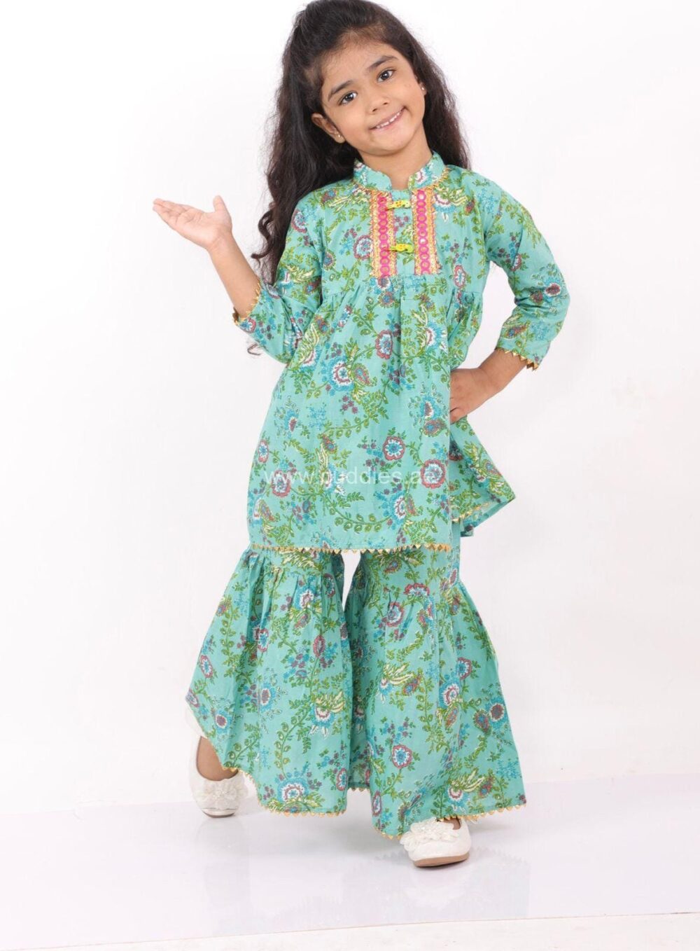 Breezy Green Kurti Sharara set - Image 2