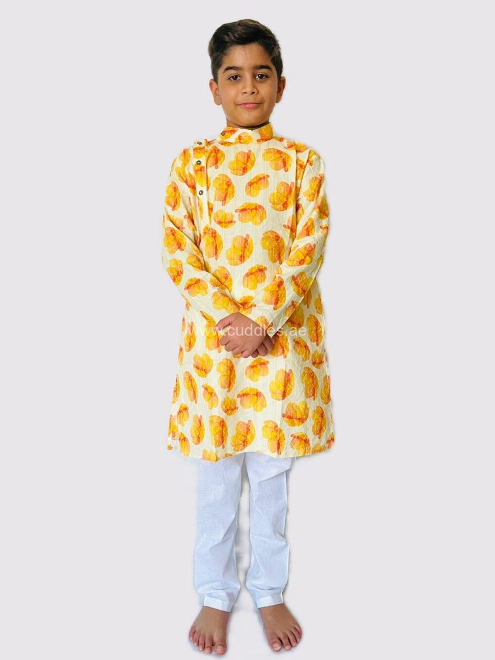 Yellow beige Festive Kurta pajama set - Image 3