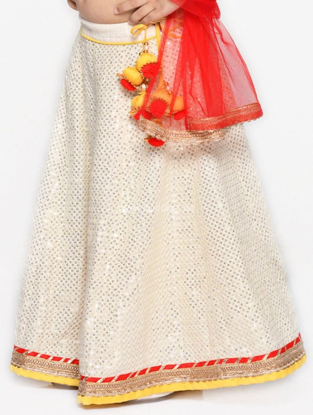 Golden yellow and off white heavy sequined Lehenga Choli set - Image 2