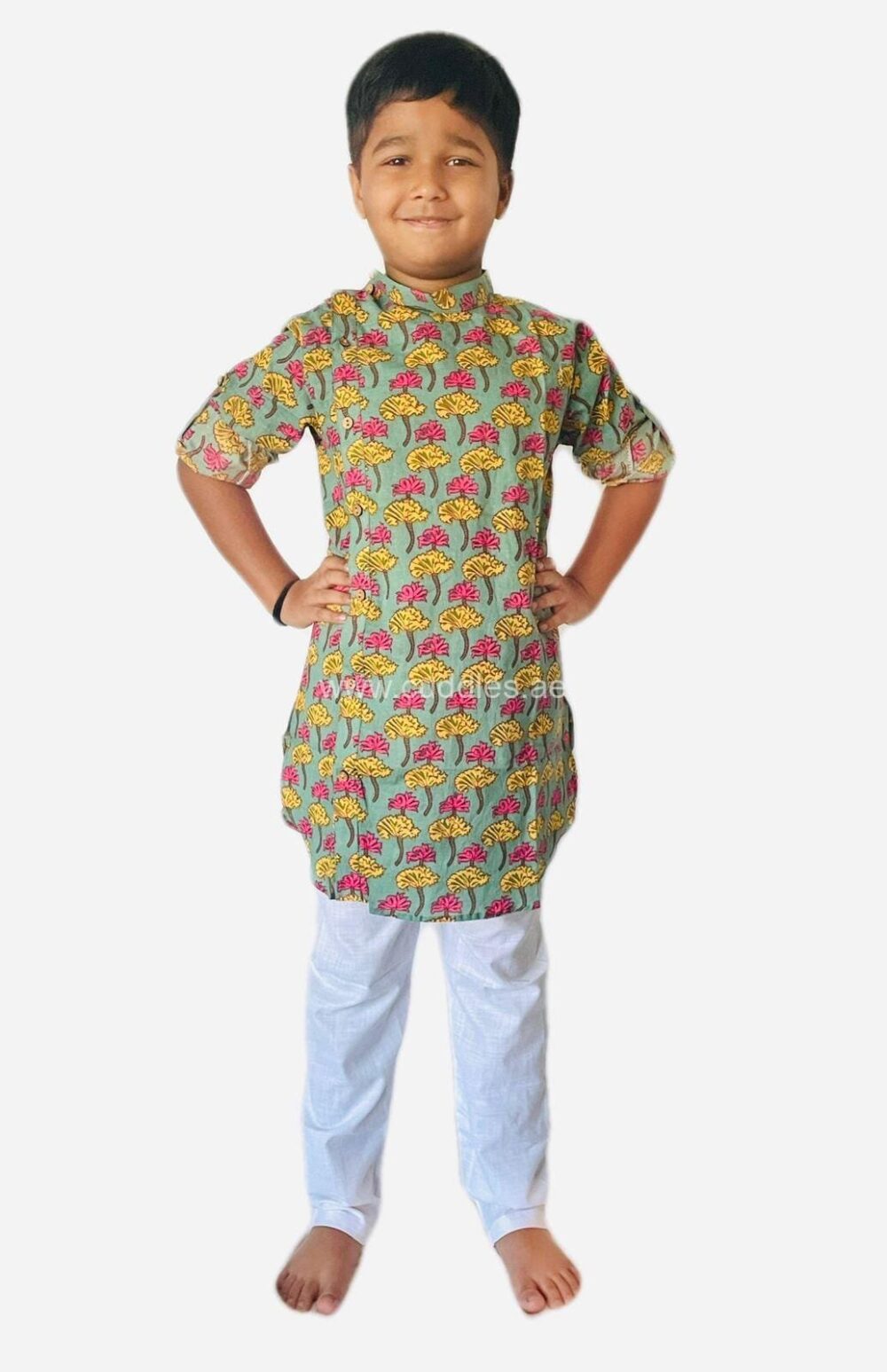 Green Floral print Kurta Pajama