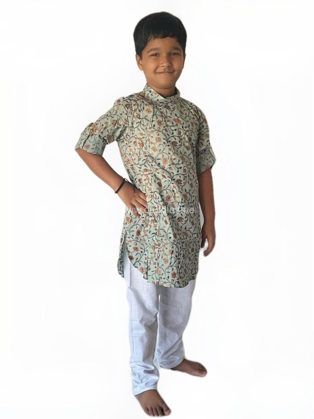 Grey floral print Kurta Pajama - Image 3