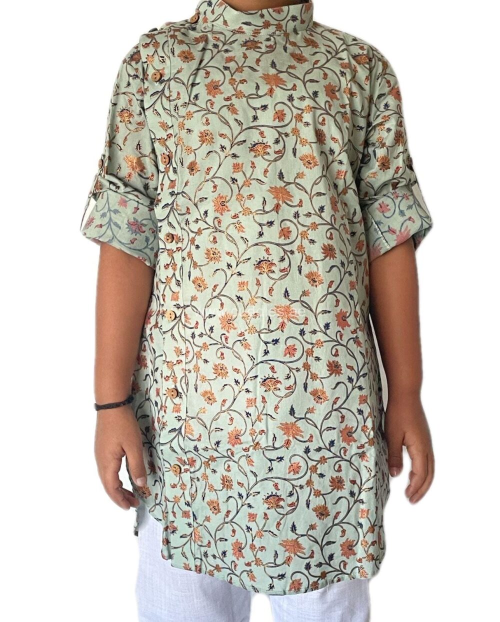 Grey floral print Kurta Pajama - Image 2