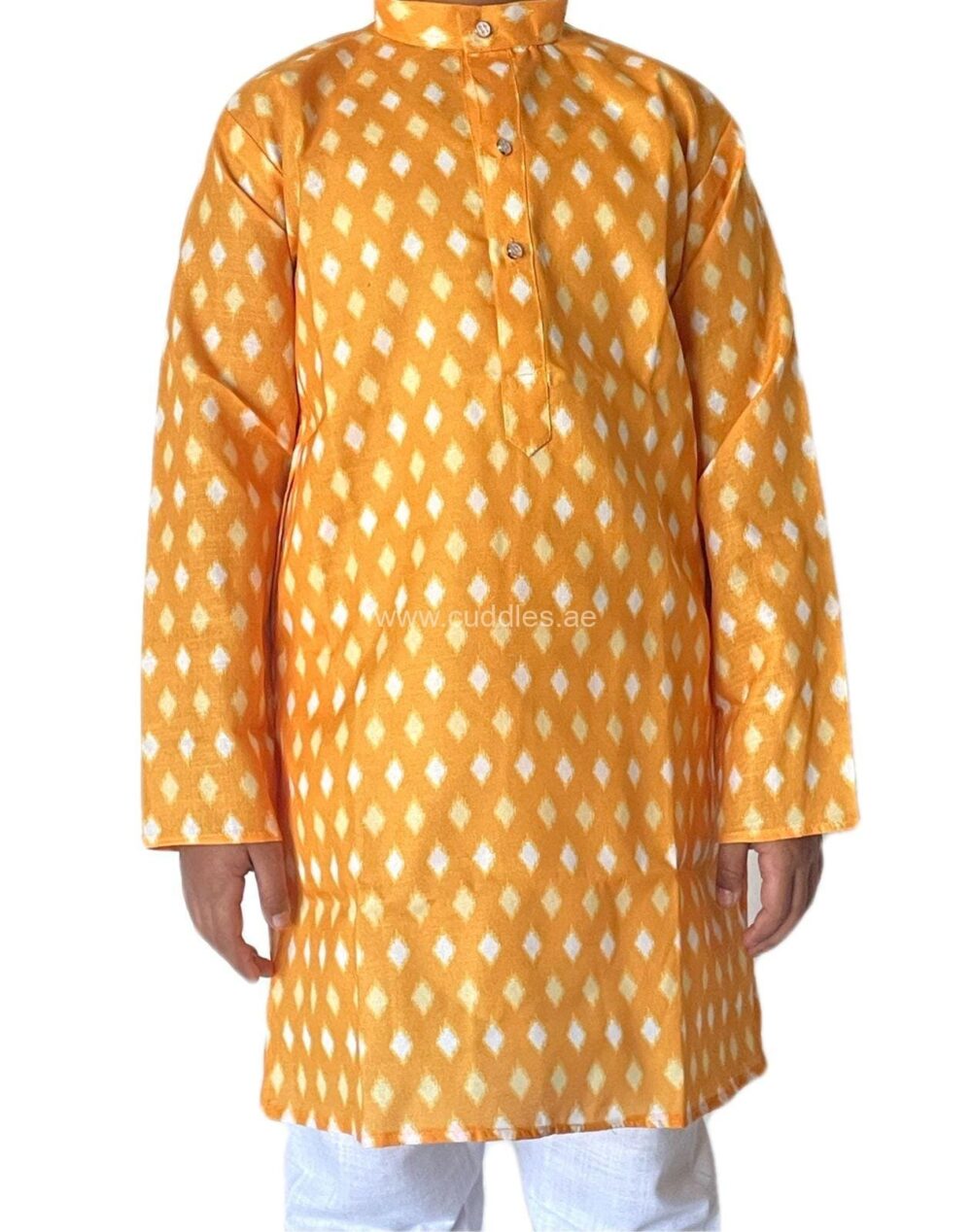 Golden Yellow diamond print Kurta pajama - Image 2