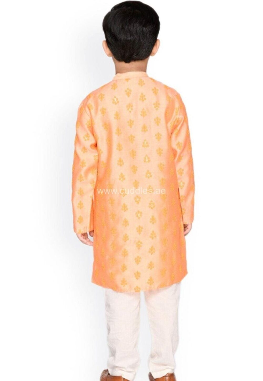 Orange Ethnic motifs Embroidered Kurta with Pajama set - Image 2