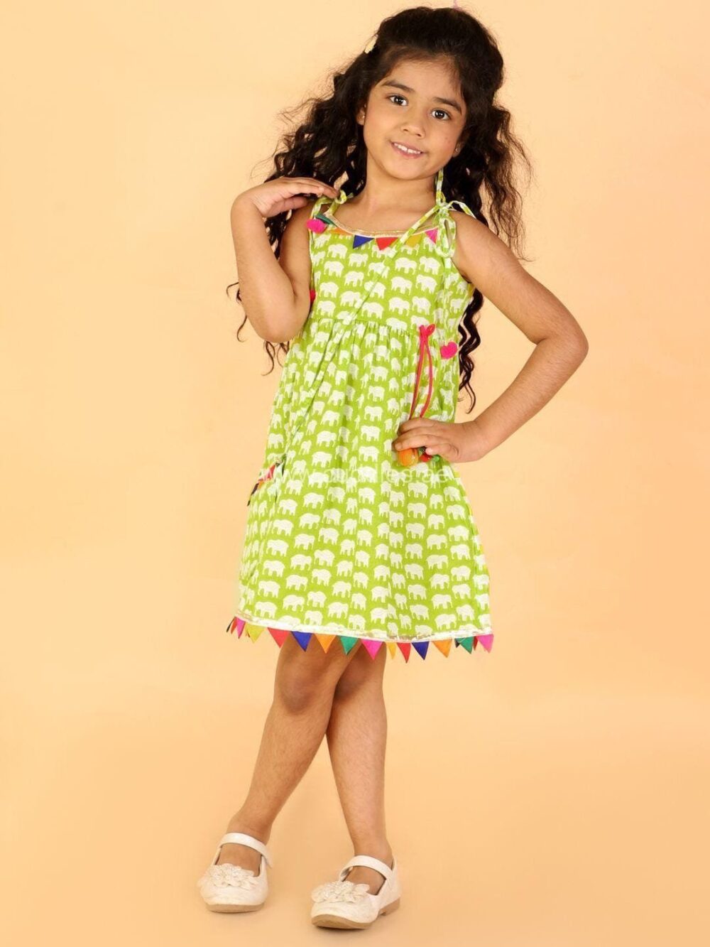 Pretty Pure Cotton frock with shoulder tie ups - Image 3