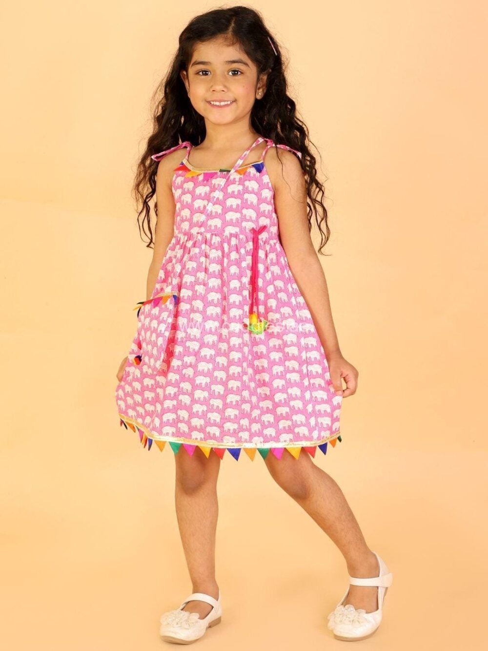 Pretty Pure Cotton frock with shoulder tie ups. - Image 4