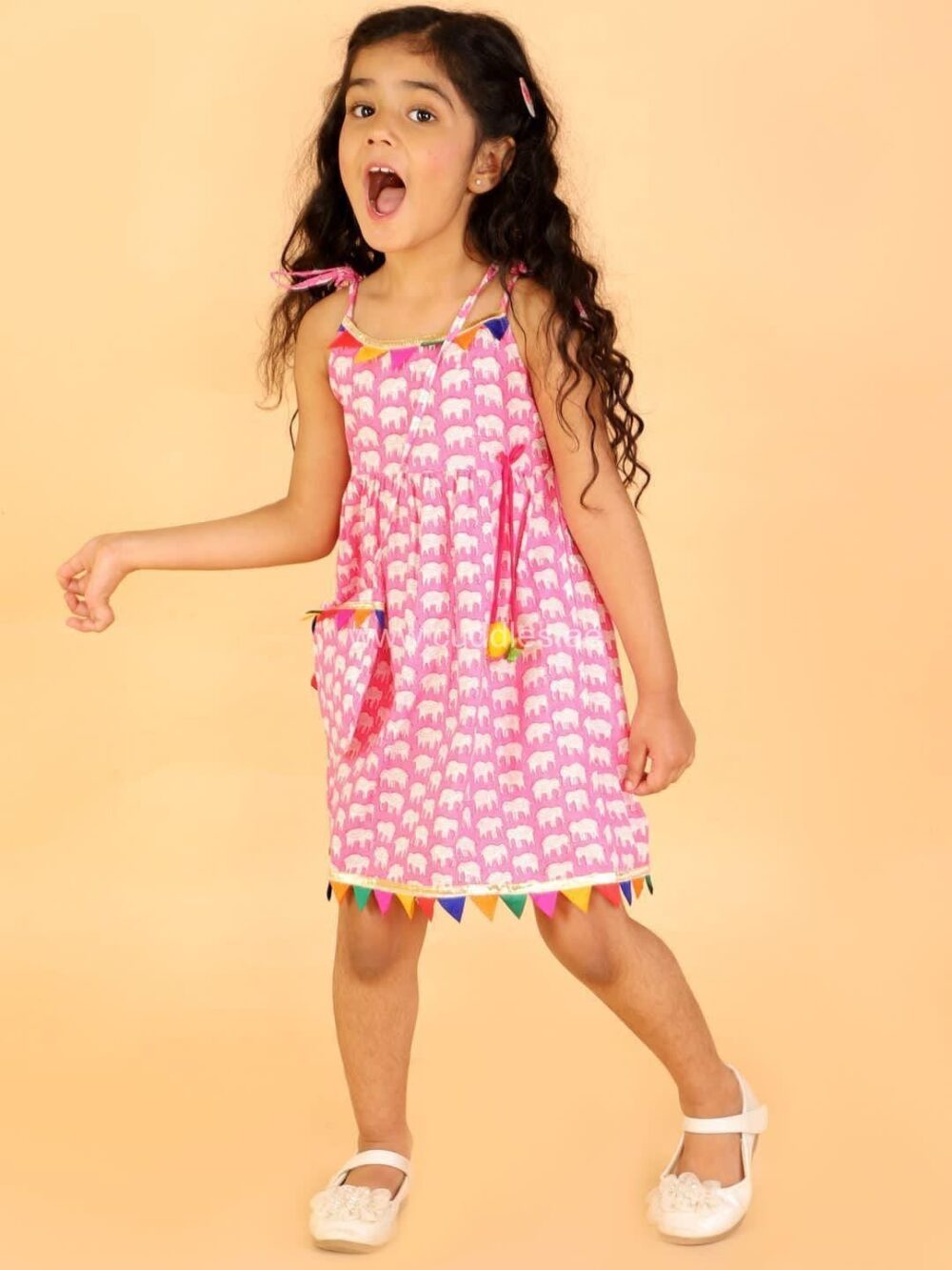 Pretty Pure Cotton frock with shoulder tie ups. - Image 3