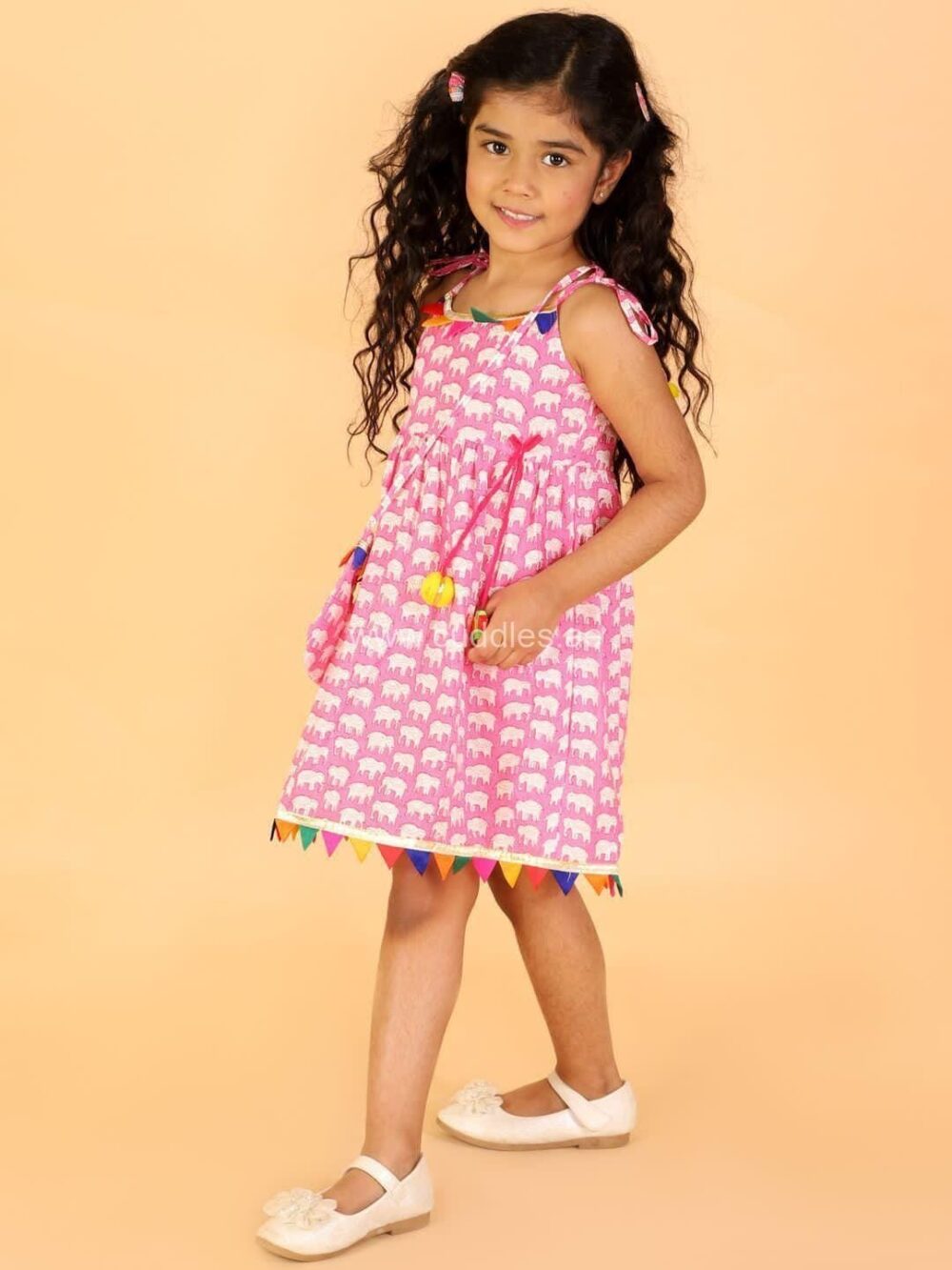 Pretty Pure Cotton frock with shoulder tie ups. - Image 2