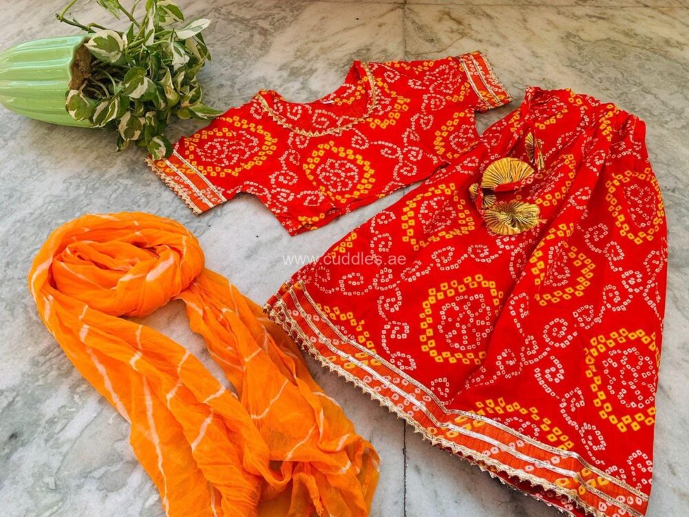 Royal Rajasthani Bandhani printed Lehenga Choli with Dupatta set - Image 2