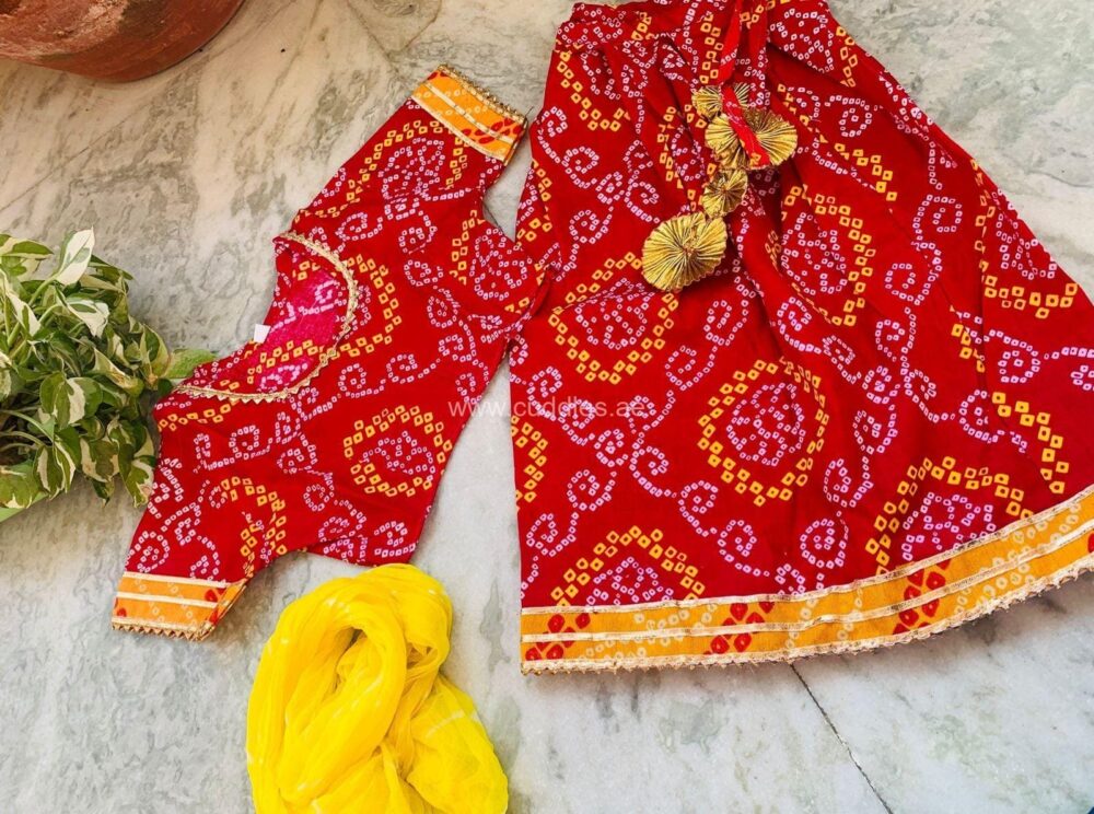 Royal Rajasthani Bandhani printed Lehenga Choli with Dupatta set - Image 2