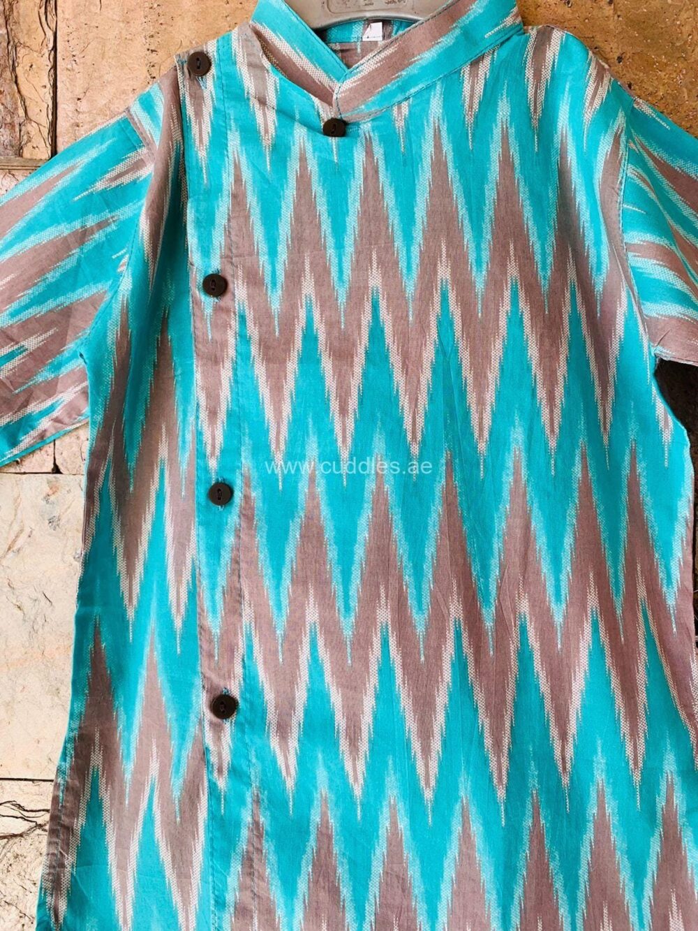 Turquoise blue Jaipuri cotton Kurta pajama set - Image 2