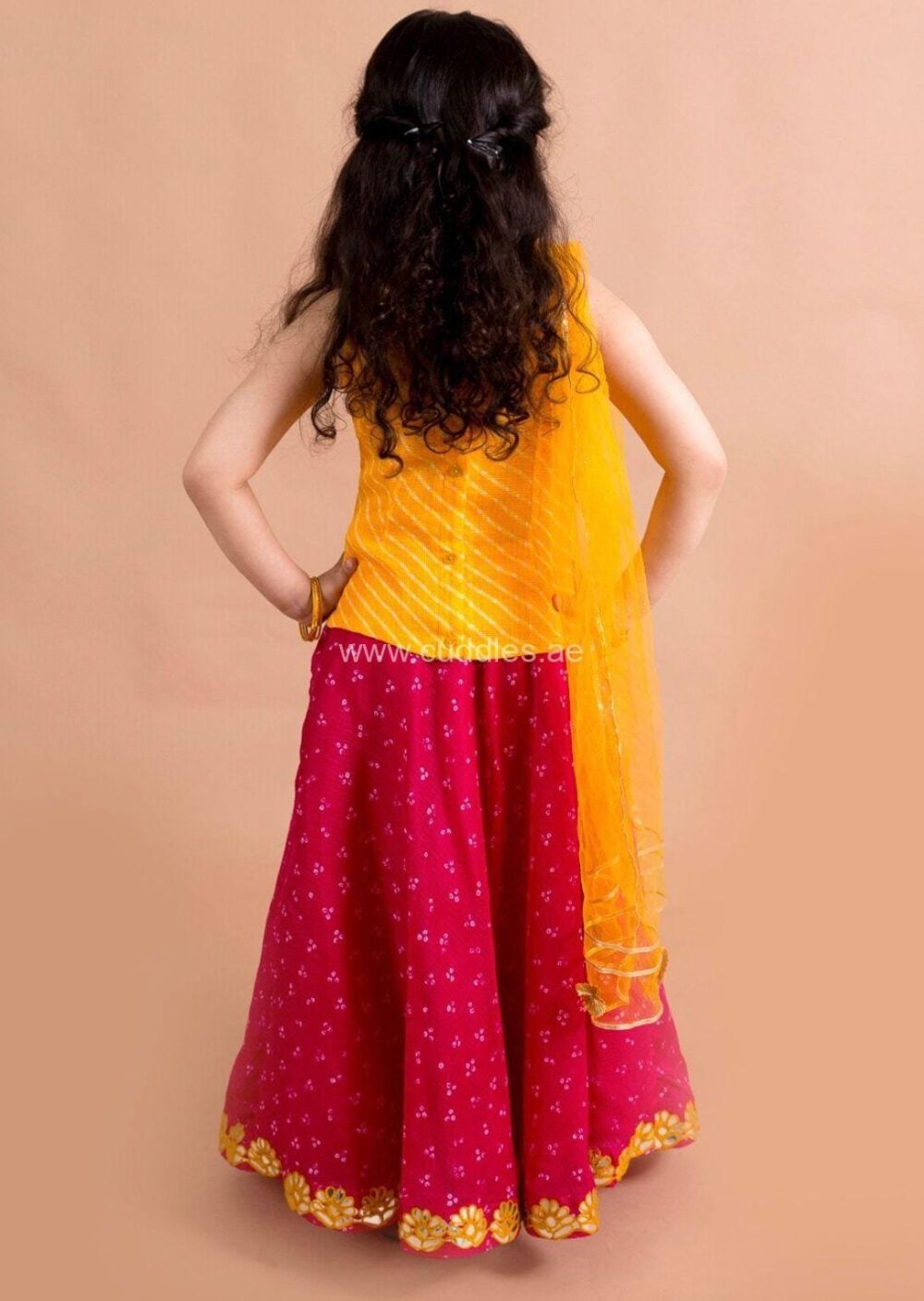 Magenta and yellow lehenga with Choli and Dupatta - Image 4