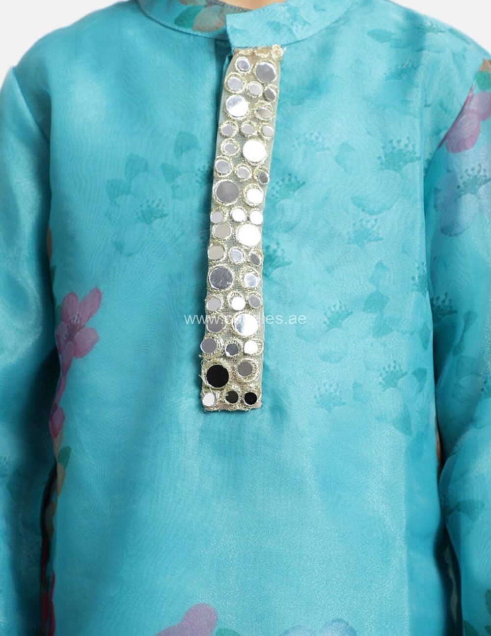 Turquoise blue Boy’s Kurta pajama set - Image 4