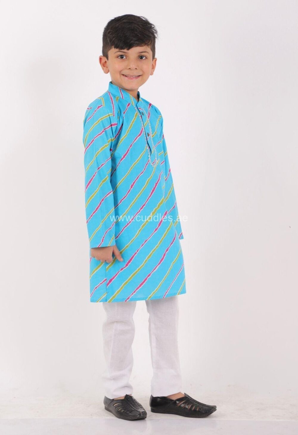 Blue Leheriya Kurta Pajama set - Image 2