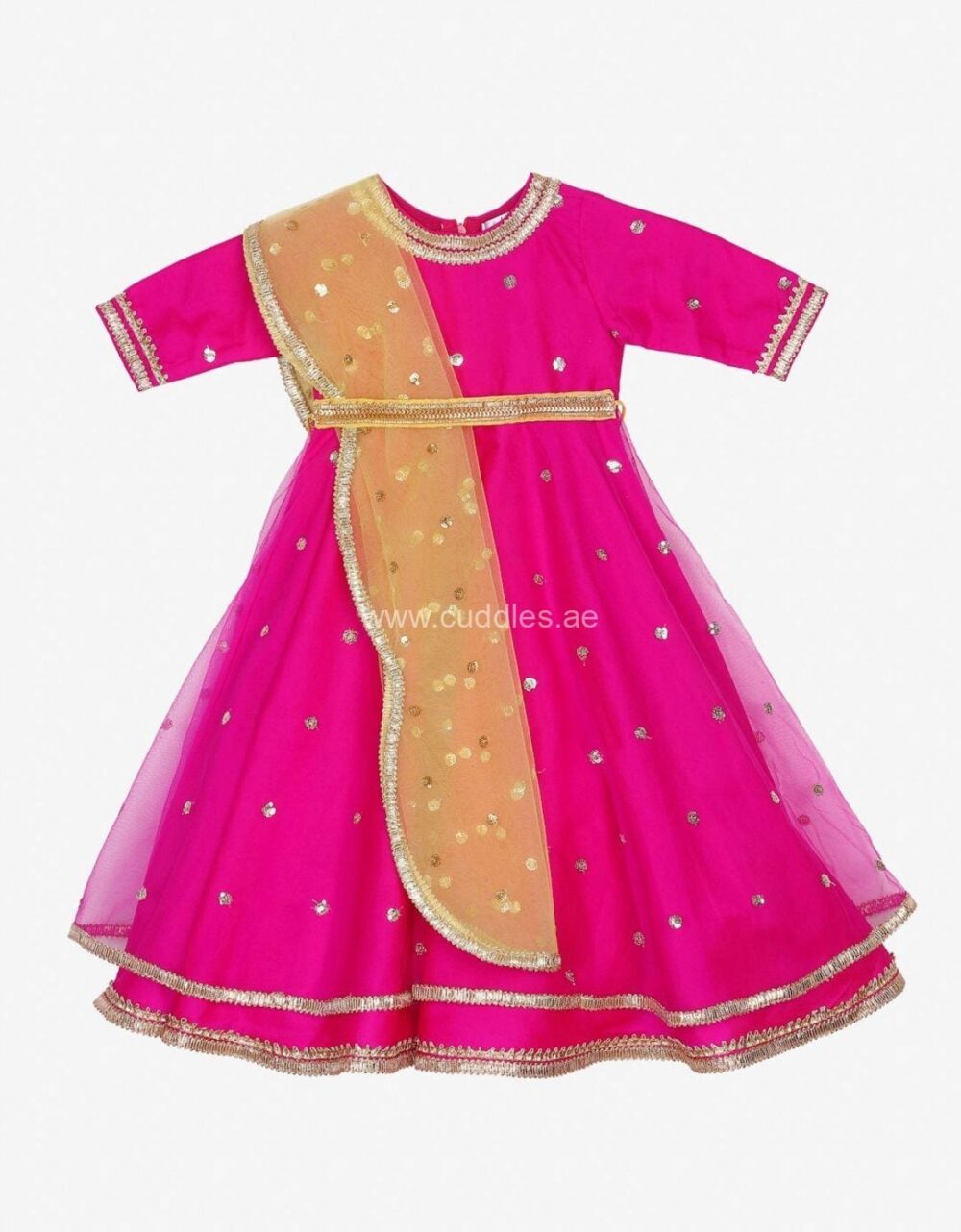 Rani pink and lime yellow beautiful gown dress