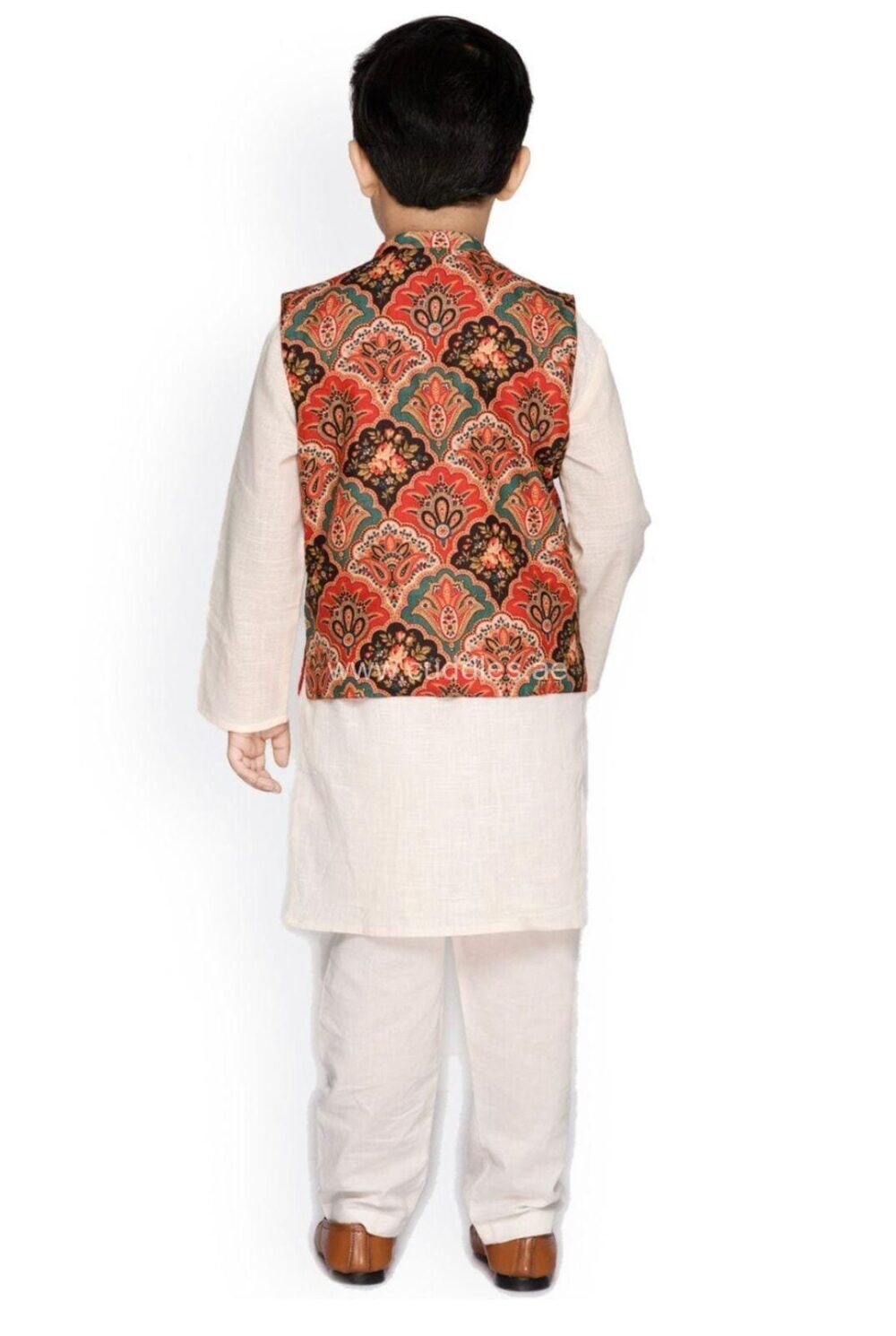 Multicolor printed Jacket and Pure White Kurta pajama - Image 4