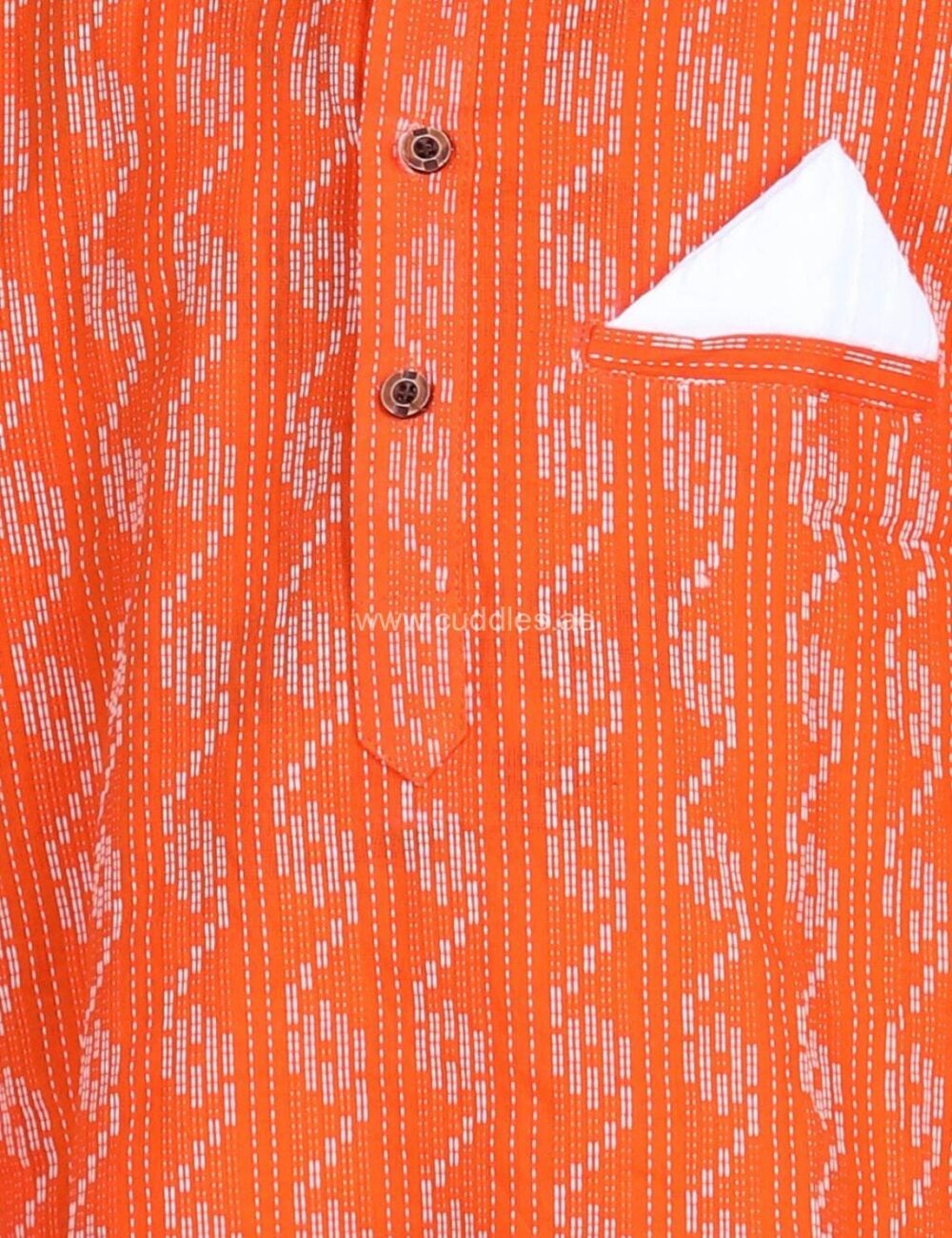 Dark Orange solid cotton Kurta pajama - Image 3