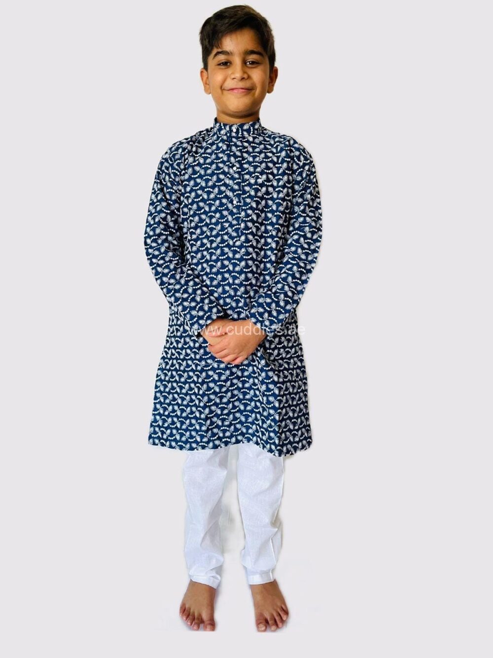 Indigo Chikankari Kurta pajama set - Image 2