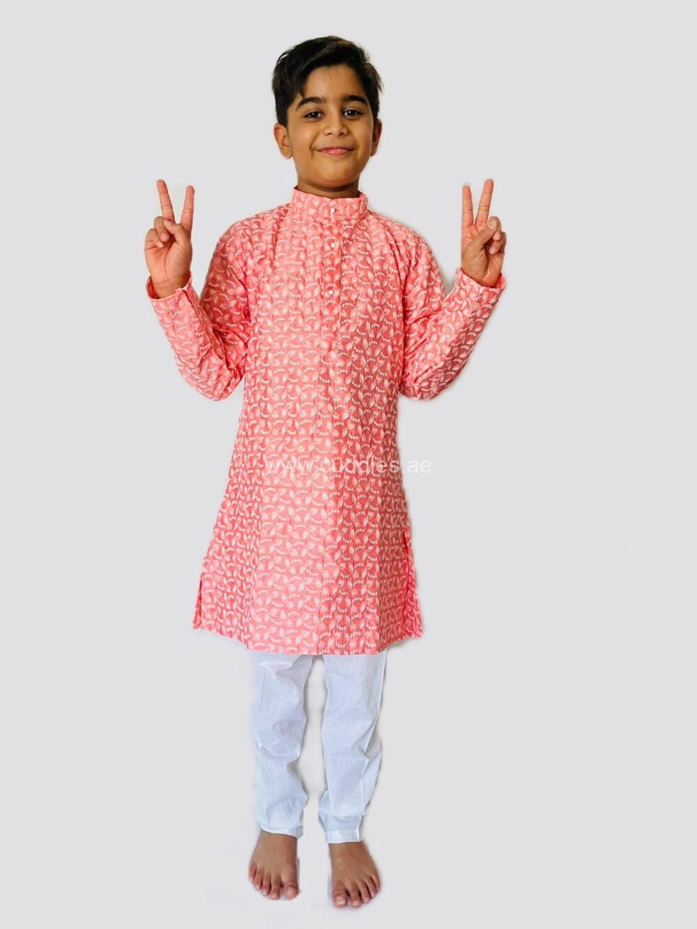 Peach Chikankari Kurta pajama set