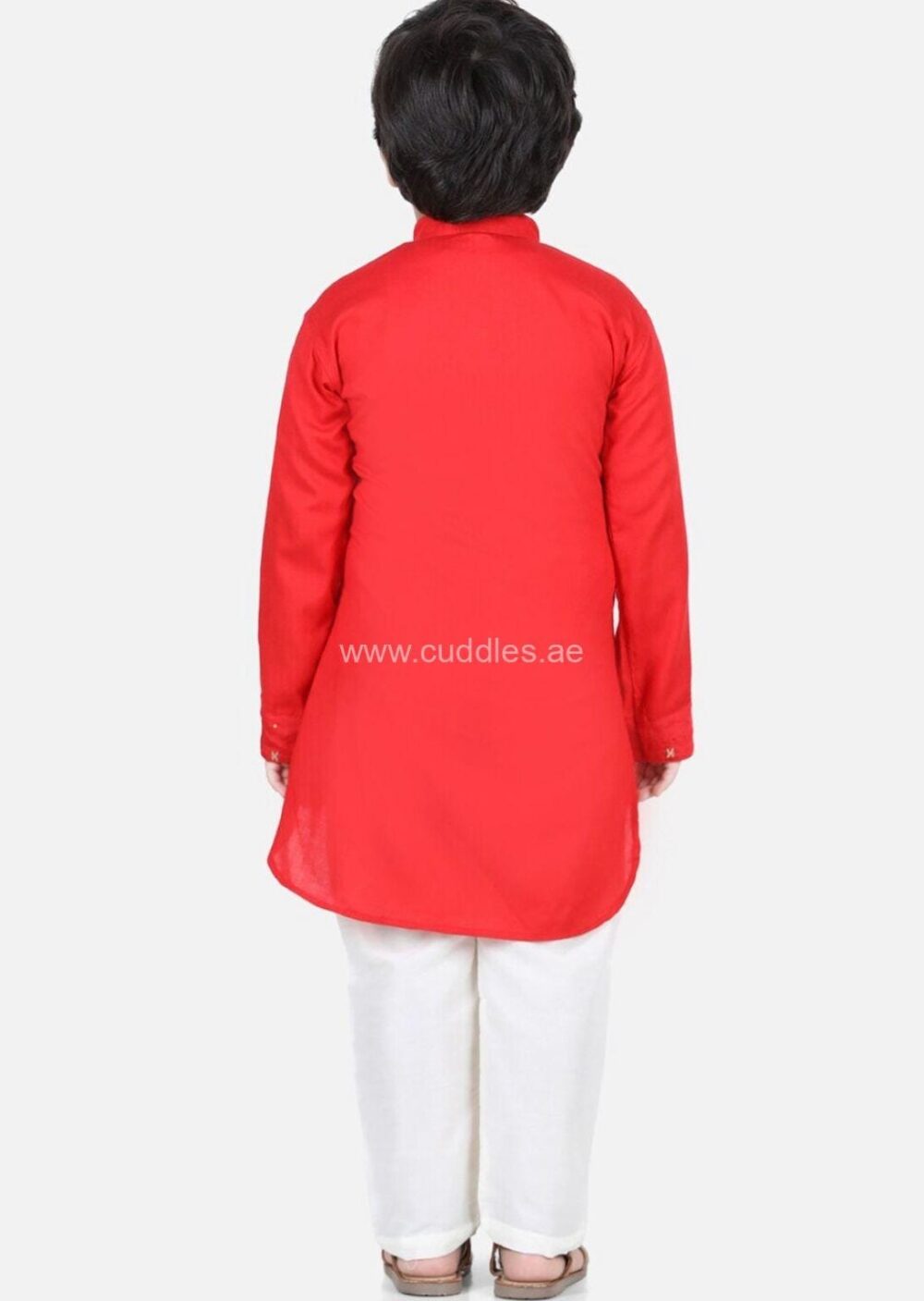 Red Motif printed Kurta with pajama - Image 4