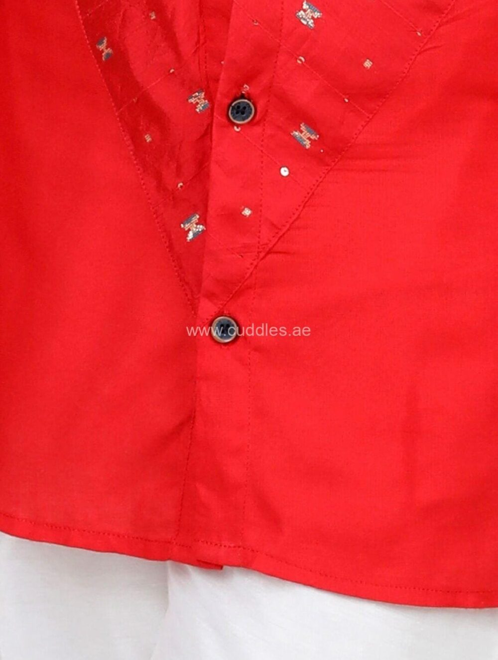 Red Motif printed Kurta with pajama - Image 3