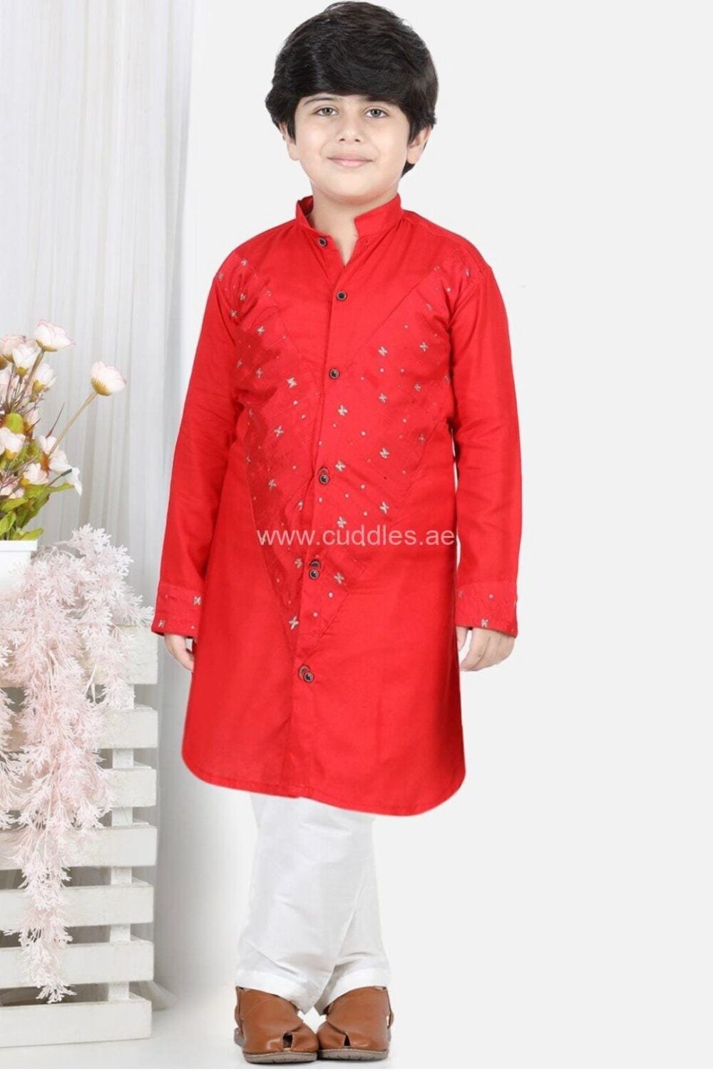 Red Motif printed Kurta with pajama