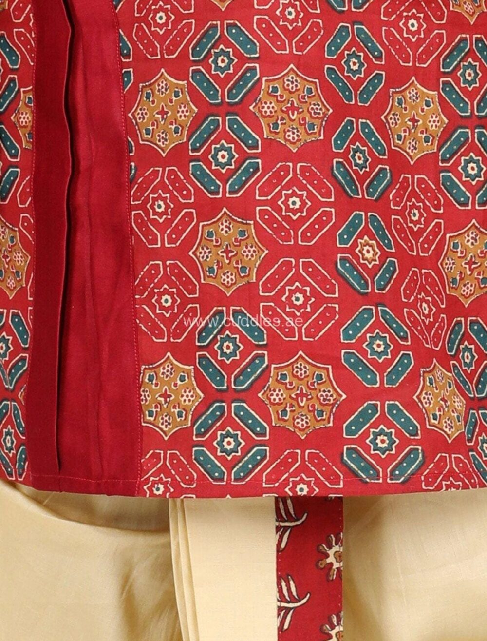 Red printed Kurta with Dhoti pants - Image 2