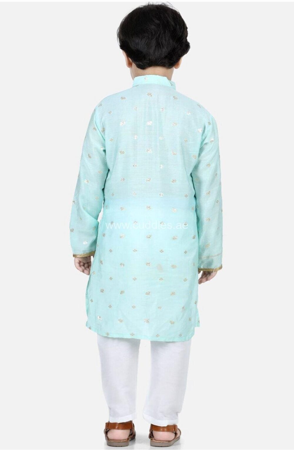 Sky blue Motif printed Kurta with pajama - Image 4