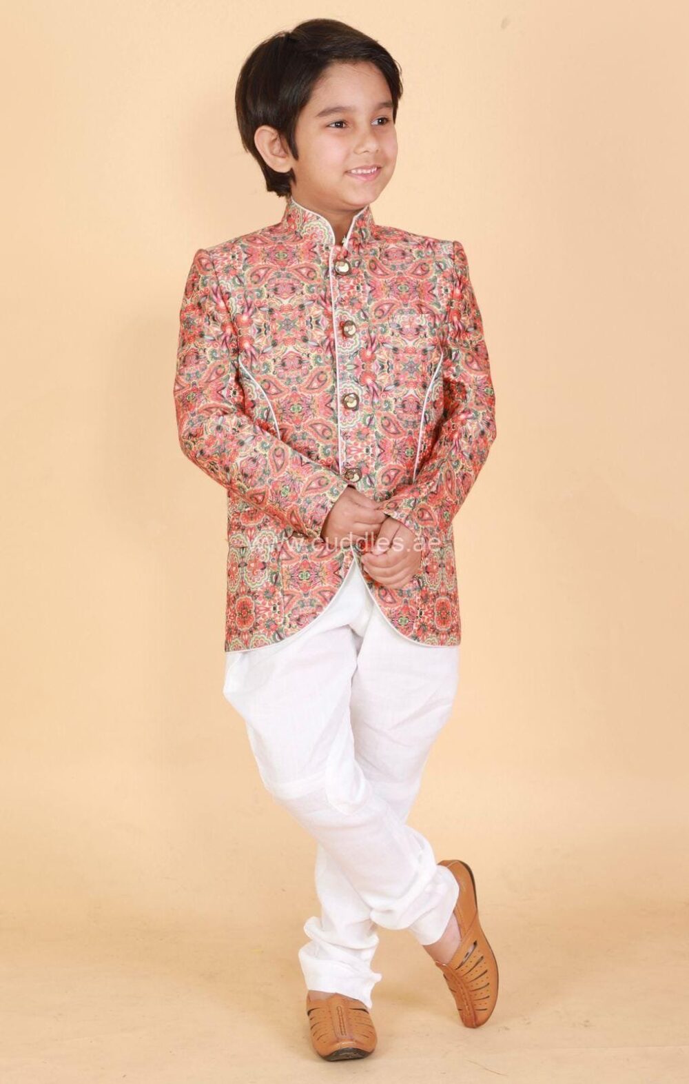 Boys full sleeves heavy Rich Embroidered Sherwani set - Image 2