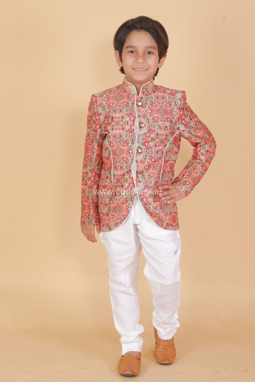 Boys full sleeves heavy Rich Embroidered Sherwani set - Image 3