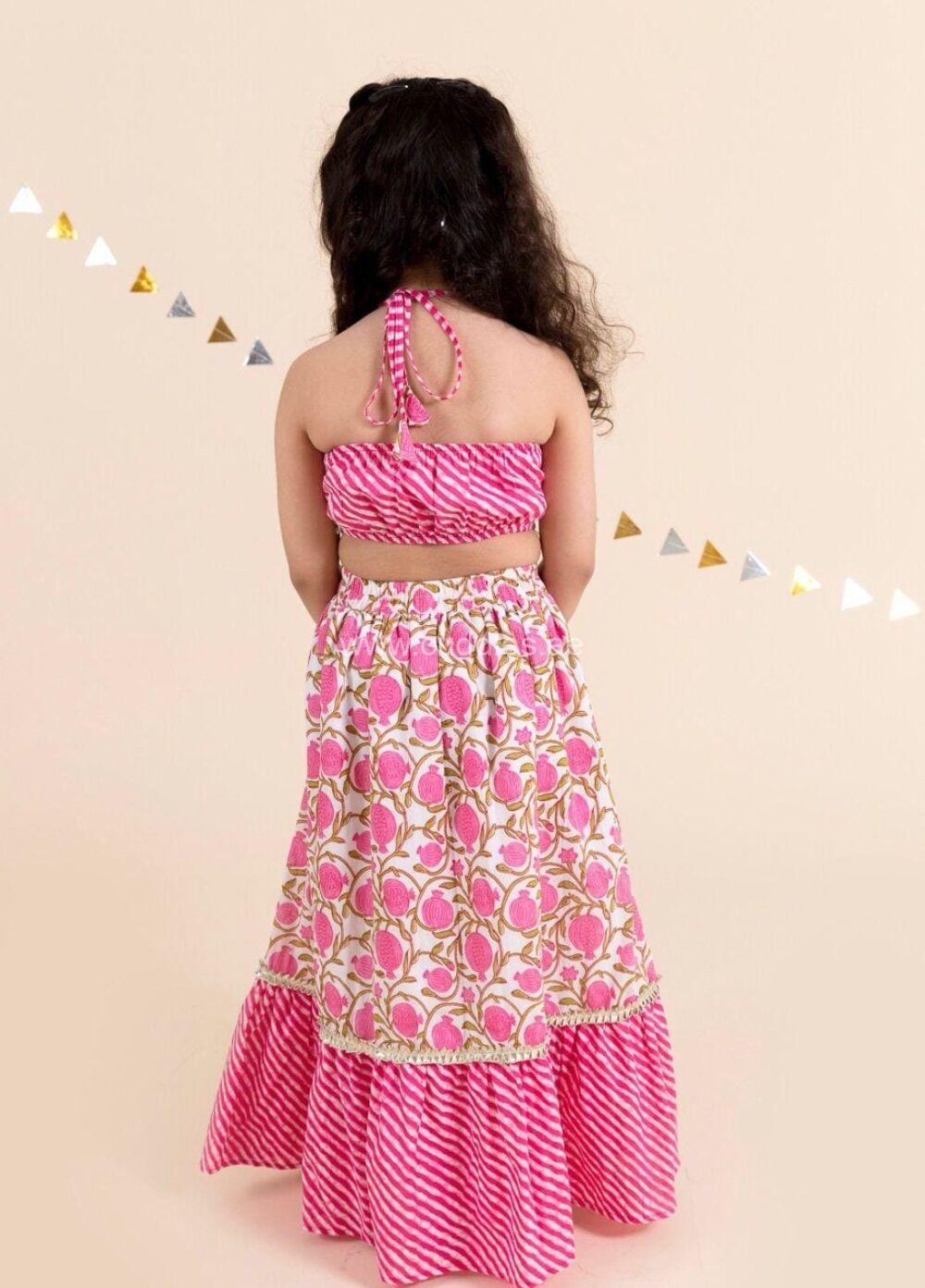 Pink and white printed Lehenga Choli with Dupatta - Image 2