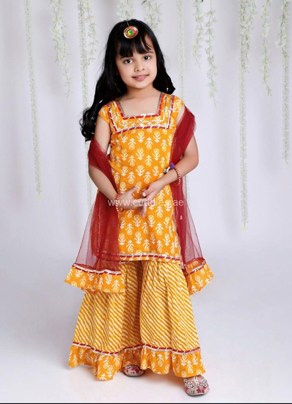 Yellow & Red Kurti with Sharara and Dupatta set