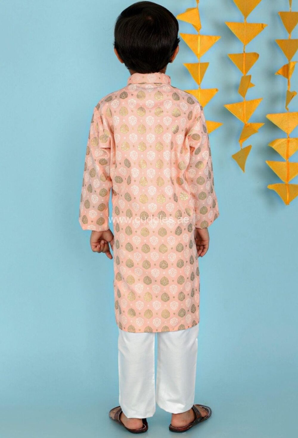 Peach foil print Kurta pajama set - Image 2