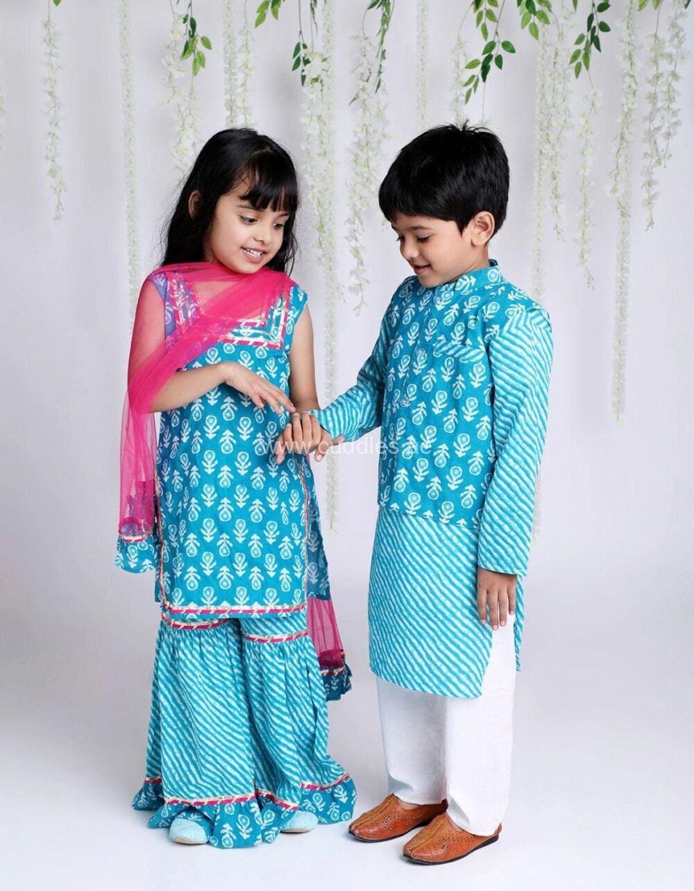 SagarBlue Kurta pajama set with Jacket - Image 2