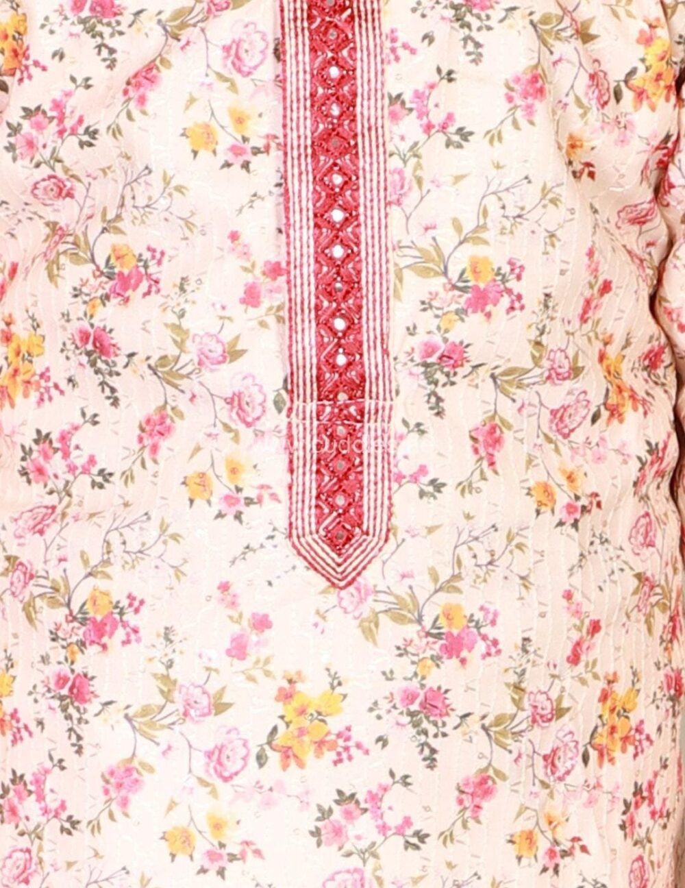 Floral embroidered Kurta pajama set - Image 3