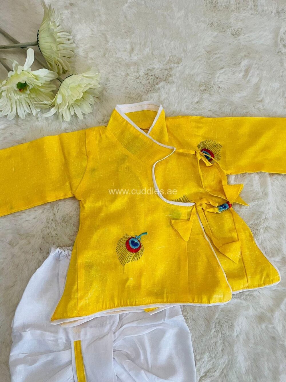 Maurya Yellow Kurta Dhoti set - Image 2