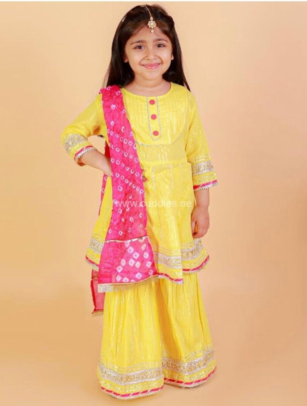 Sunny yellow festive Sharara set