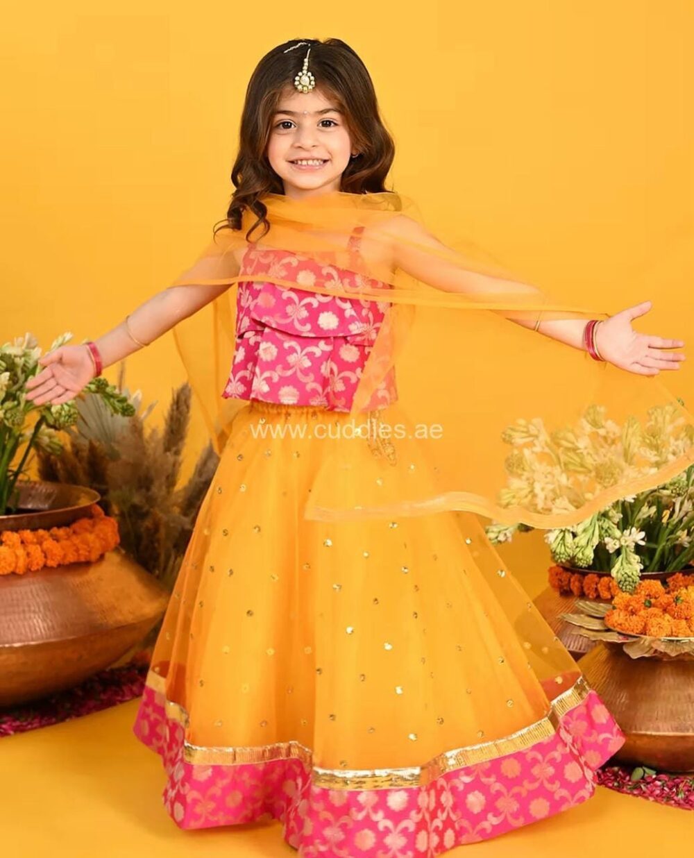 Orange and pink Lehenga Choli set - Image 2