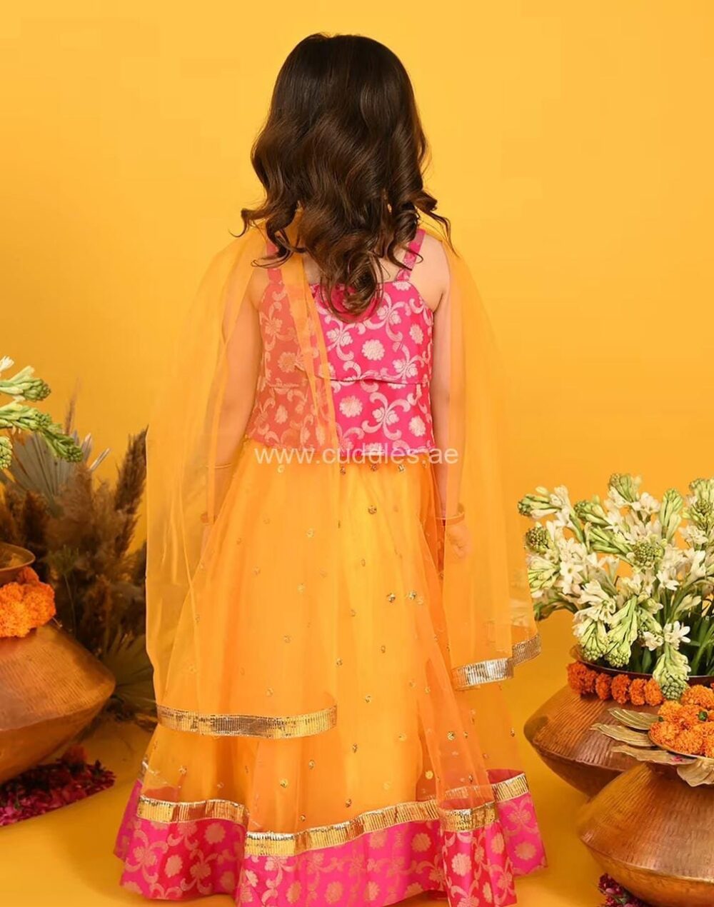 Orange and pink Lehenga Choli set - Image 3