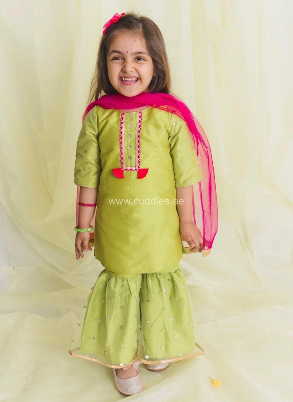 Olive Green Kurti with Sharara set