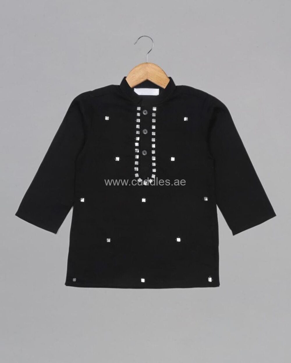 Black mirror work Kurta with Pajama set - Image 2