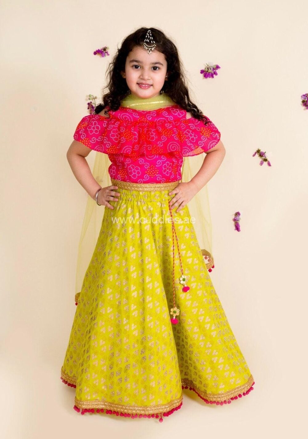 Rani pink and green Lehenga Choli set