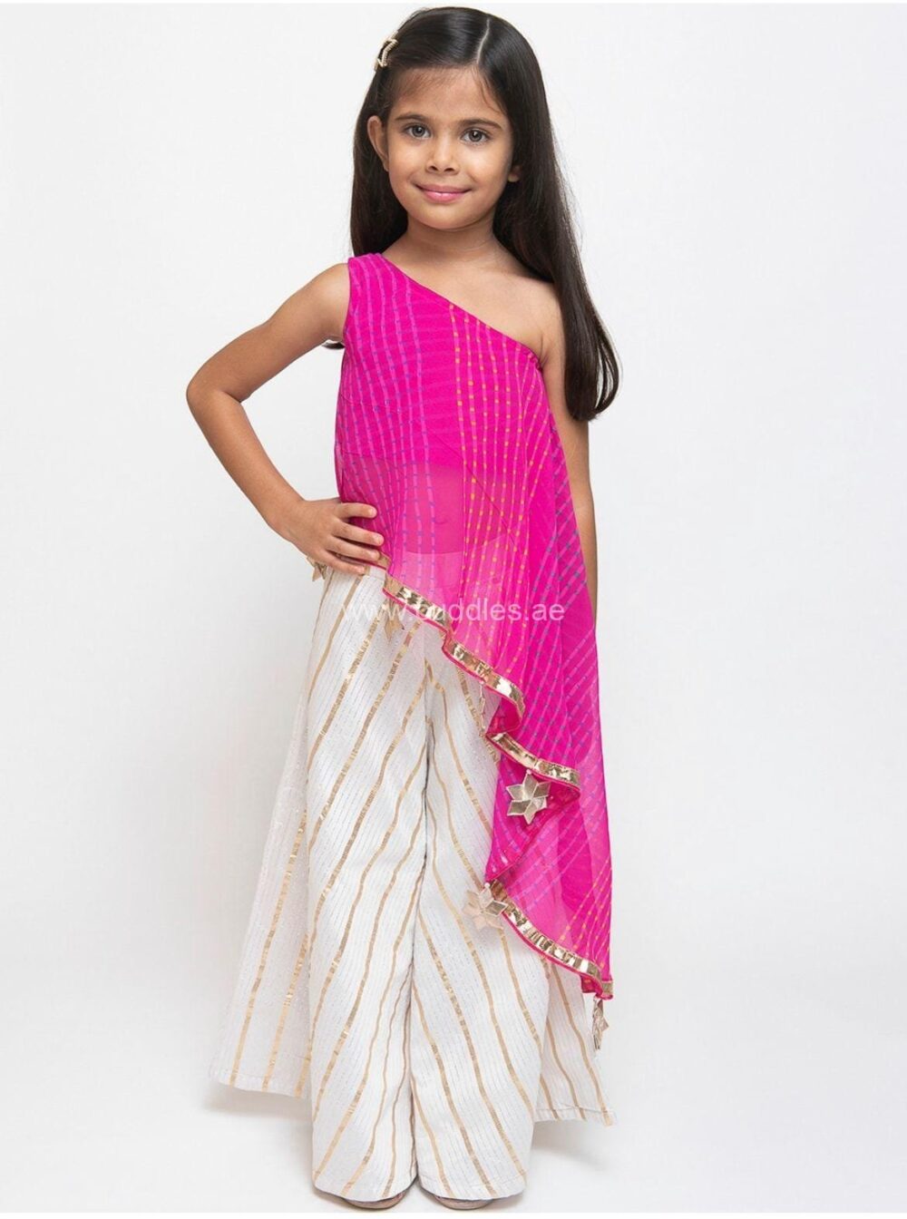 Rani pink one shoulder Top with palazzo pants