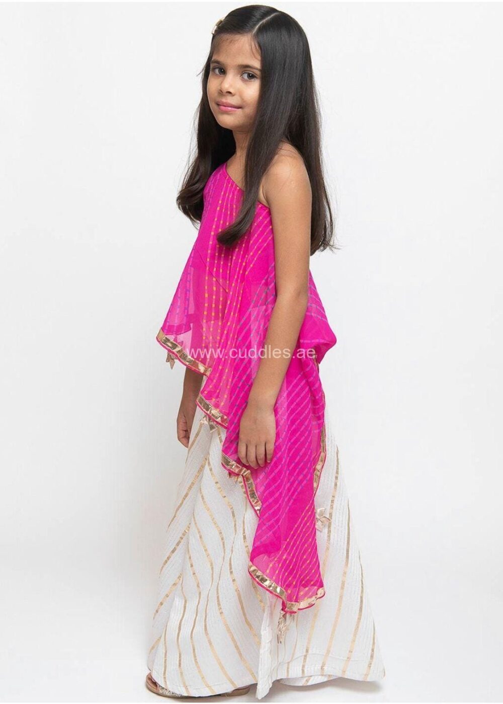 Rani pink one shoulder Top with palazzo pants - Image 2