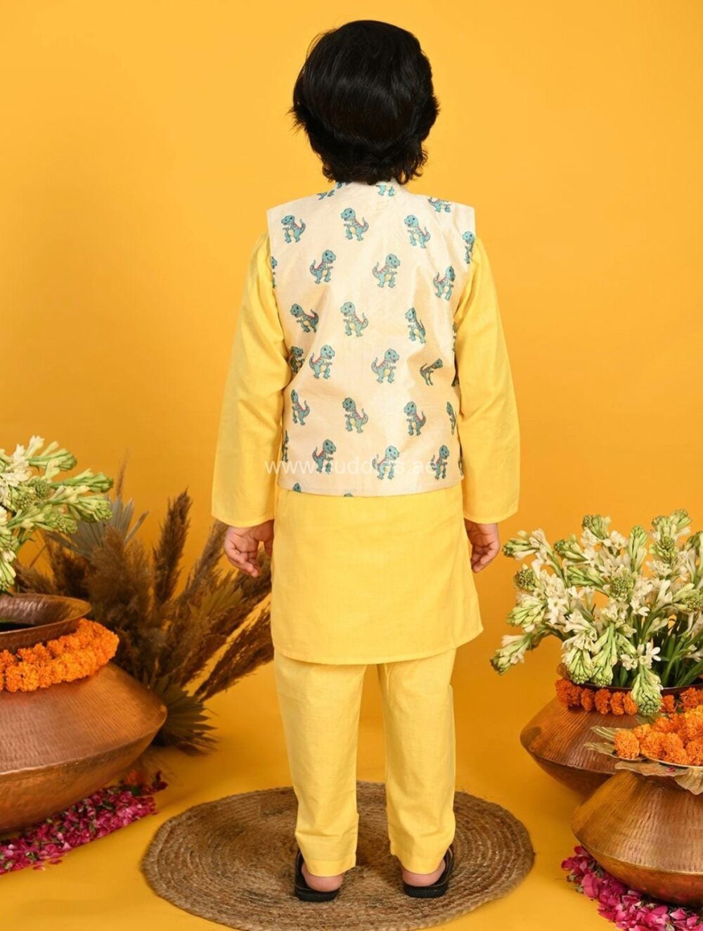 Dinasaur printed Jacket and Kurta pajama set - Image 3