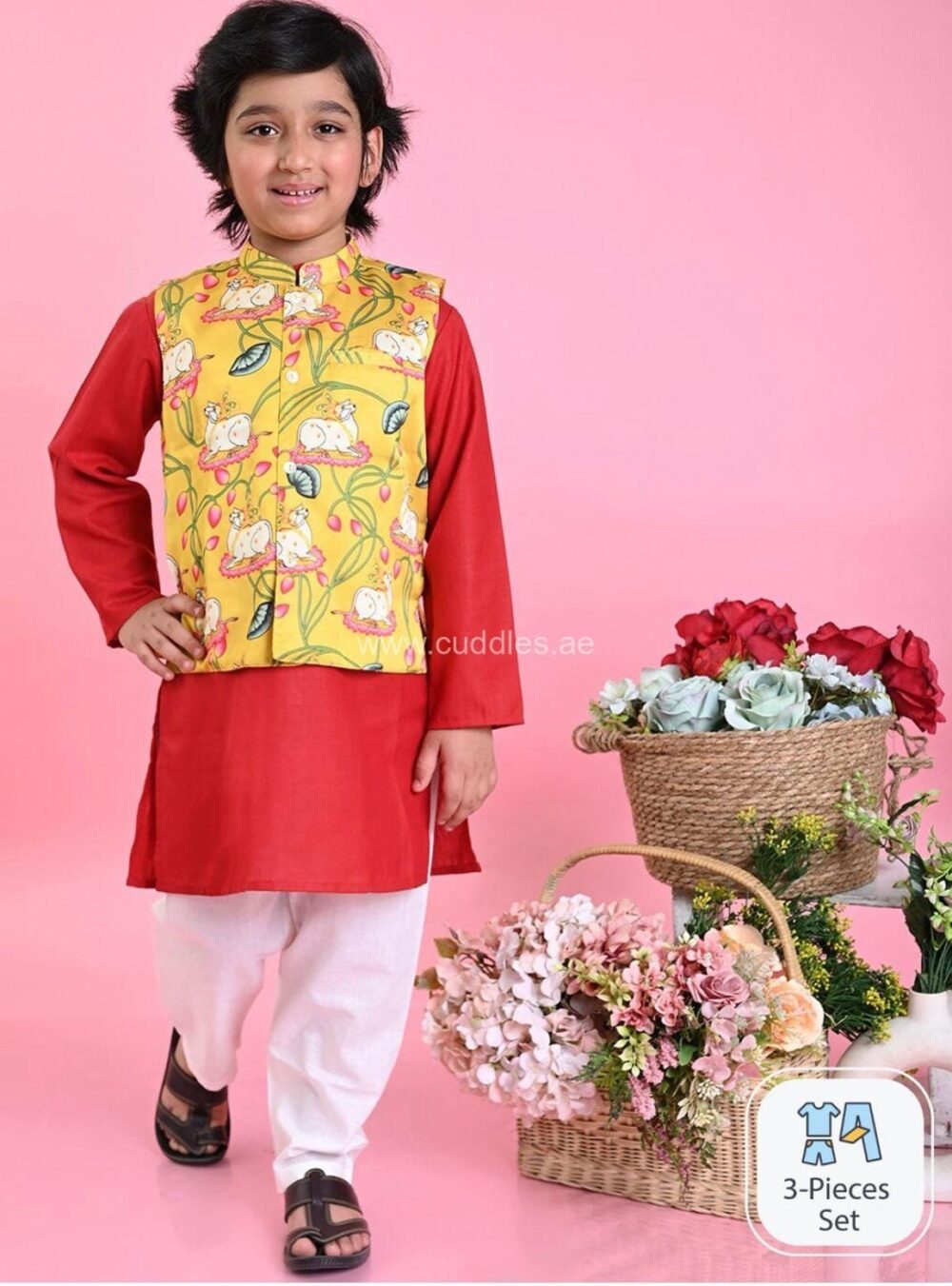 Pichwayi printed Jacket and Kurta  pajama set