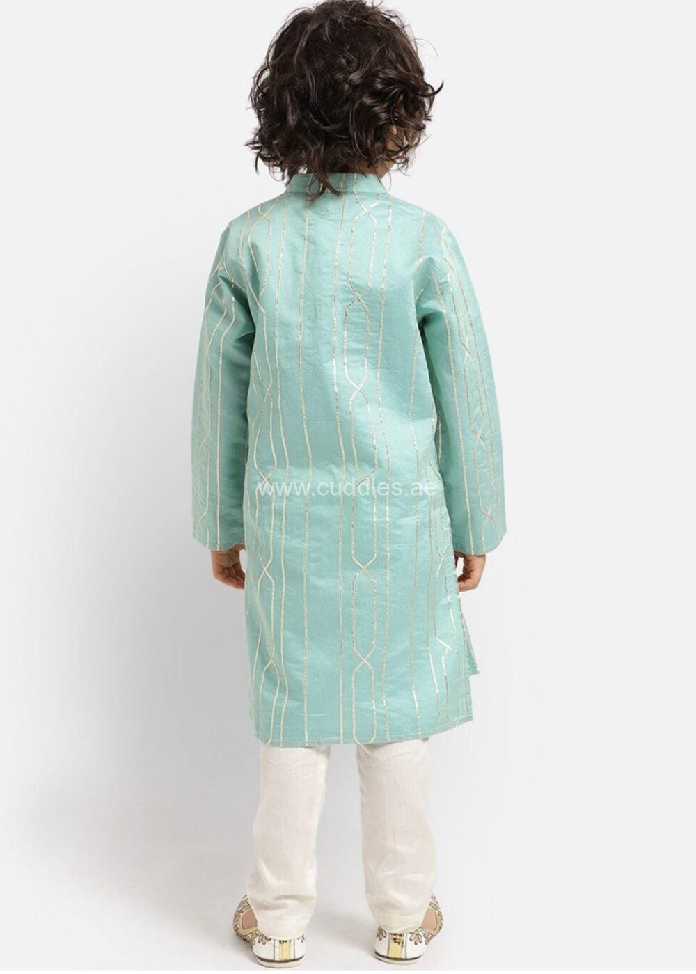 Ocean Blue Gotta  work Kurta pajama set - Image 3