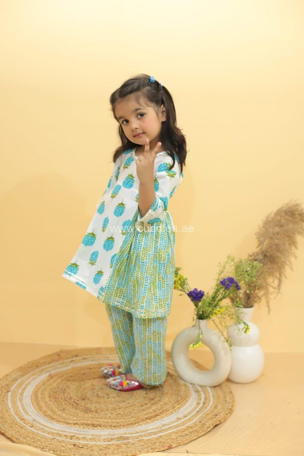 Neera floral Kurti and pant set - Image 2